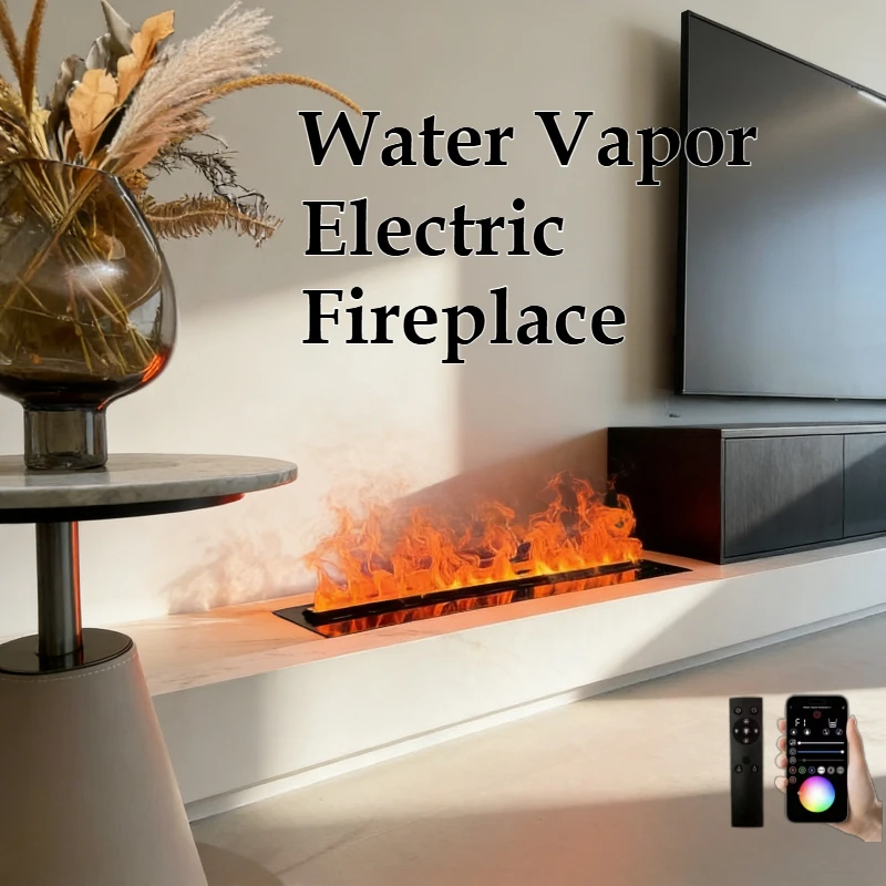Built-in Water Vapor Fireplace for Wall Decorative fireplace Recessed Electric Fireplace with Atomized Flame & 7 Colors chimenea