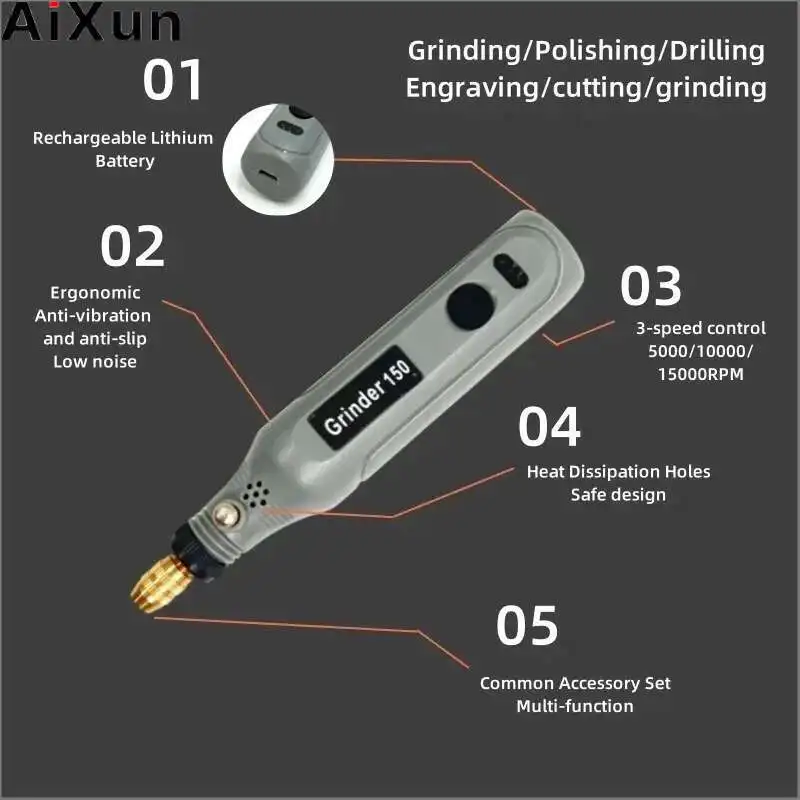 

Cordless Electric Drill Power Tools Mini Polisher Polishing Drilling Grinding Accessories Set Wireless Engraving Cutting Pen