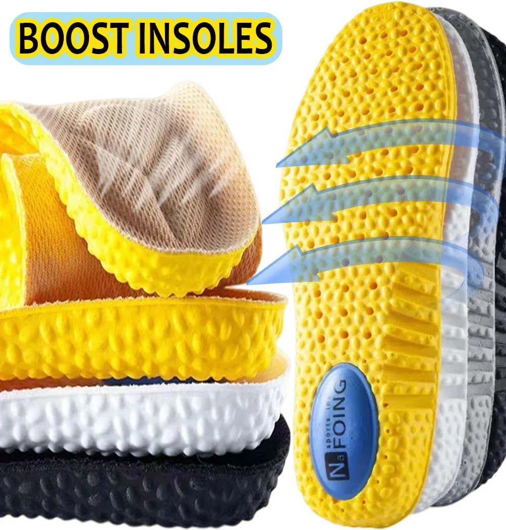 4D Sport Insoles for Feet Soft High Elasticity Shoe Pads Anti Pain Deodorant Breathable Cushion Arch Support Running Insoles