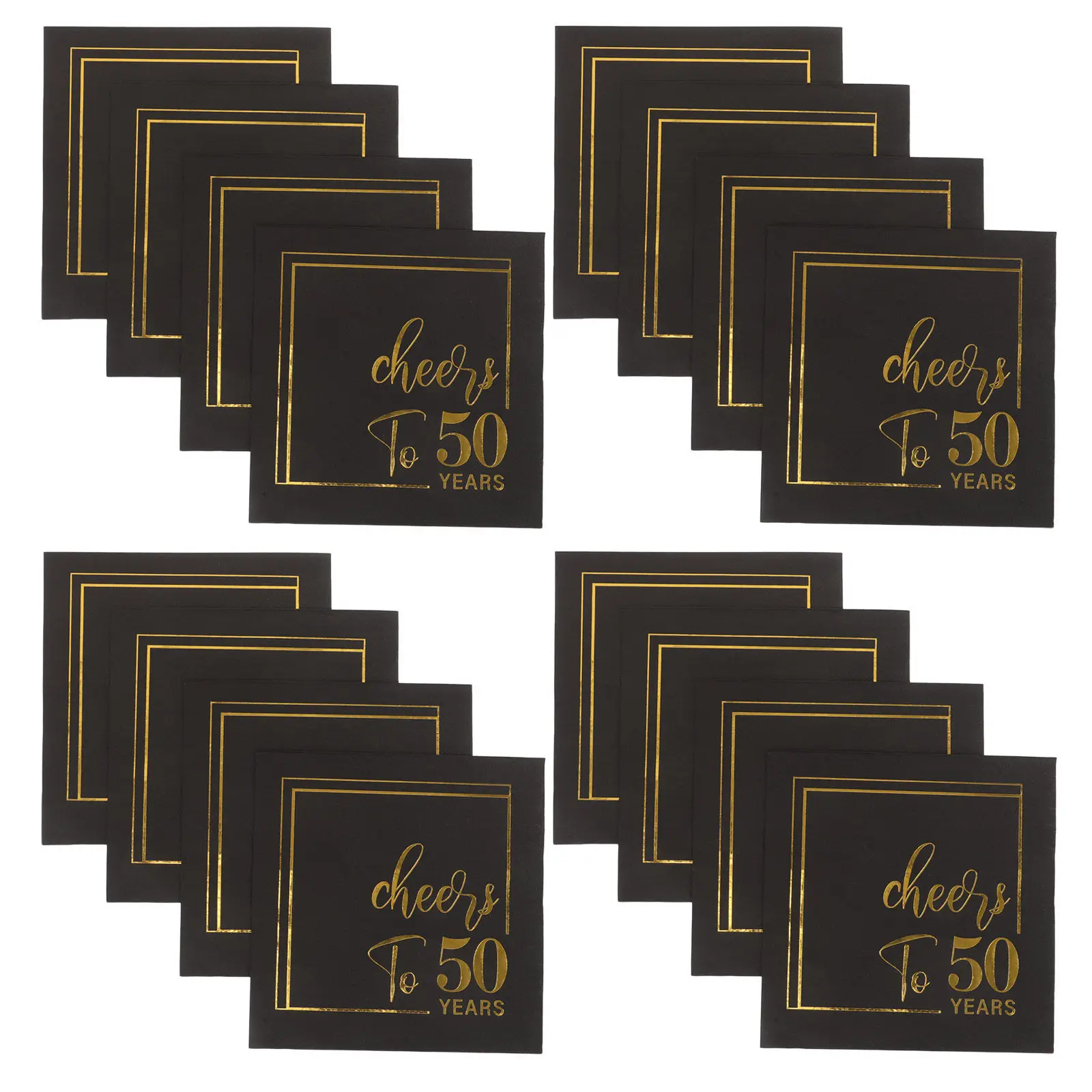 Black Gold Party Napkins 200 Count Luxe Metallic Finish Absorbent Soft Texture for Formal Events Banquet Catering Table Setting