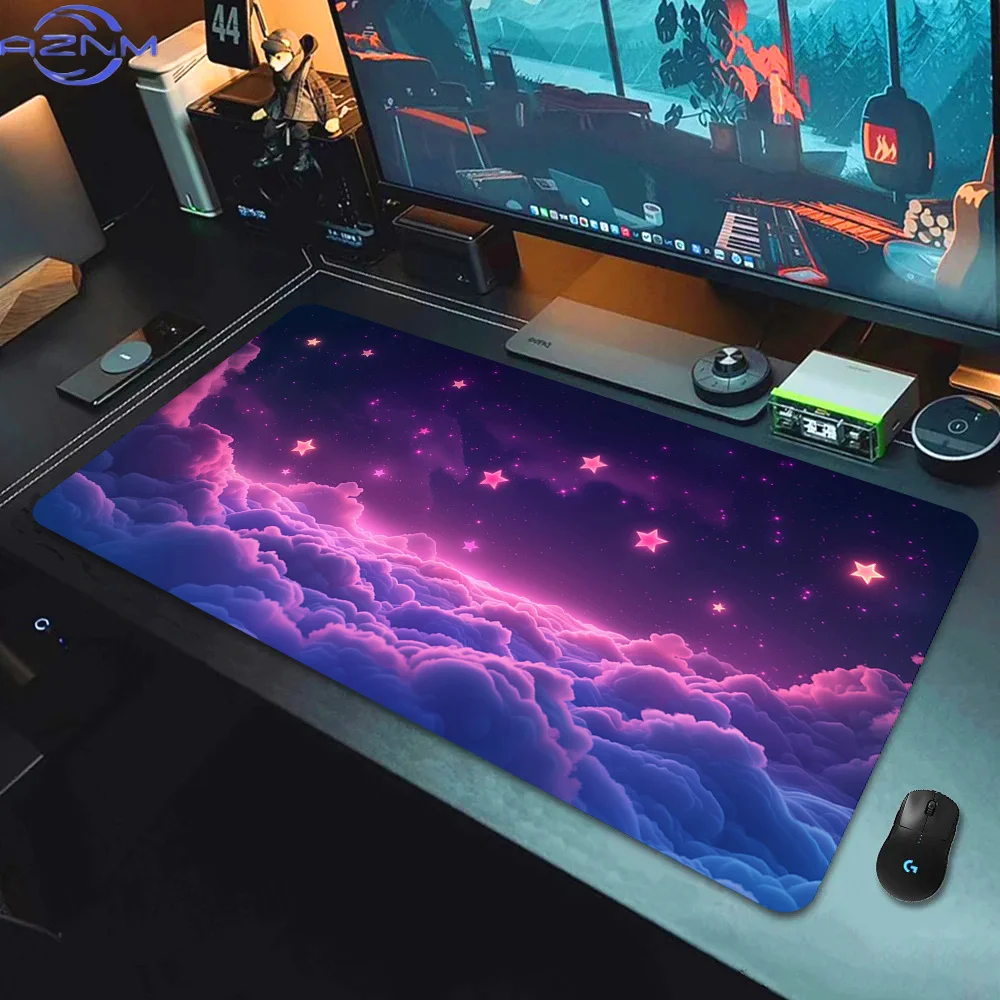 Pink Purple Clouds Aurora Beautiful Scenery Mouse Pad Computer Mat Deskpad Laptop Keyboard Mat Office Large Landscape Mousepad