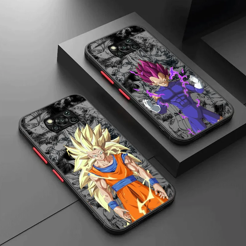 Art D-Dragon Ball Vegeta Goku Frosted Translucent For Xiaomi Mi Poco X5 X4 X3 M6 M5S M5 M4 M3 F5 F4 F3 GT Pro 5G Matte