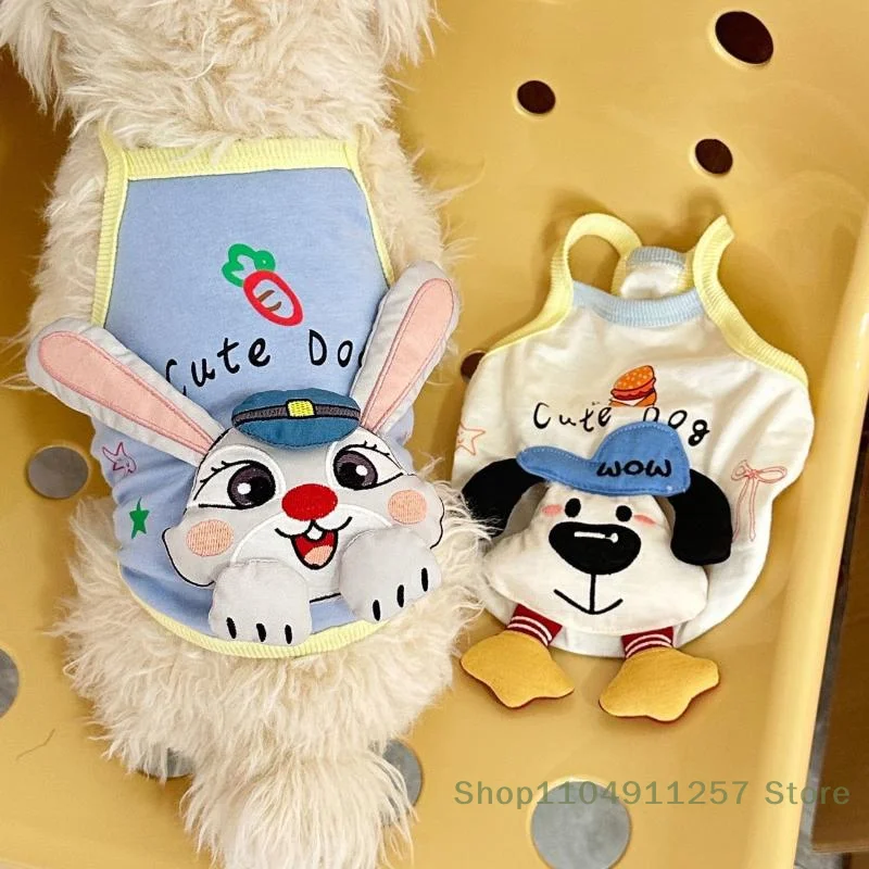 

1Pc Three-dimensional Cute Cartoon Dog Rabbit Doll Puppy Sling Vest Dog Cat Clothes Cute Wind Teddy Vest Pet Clothing Accessorie