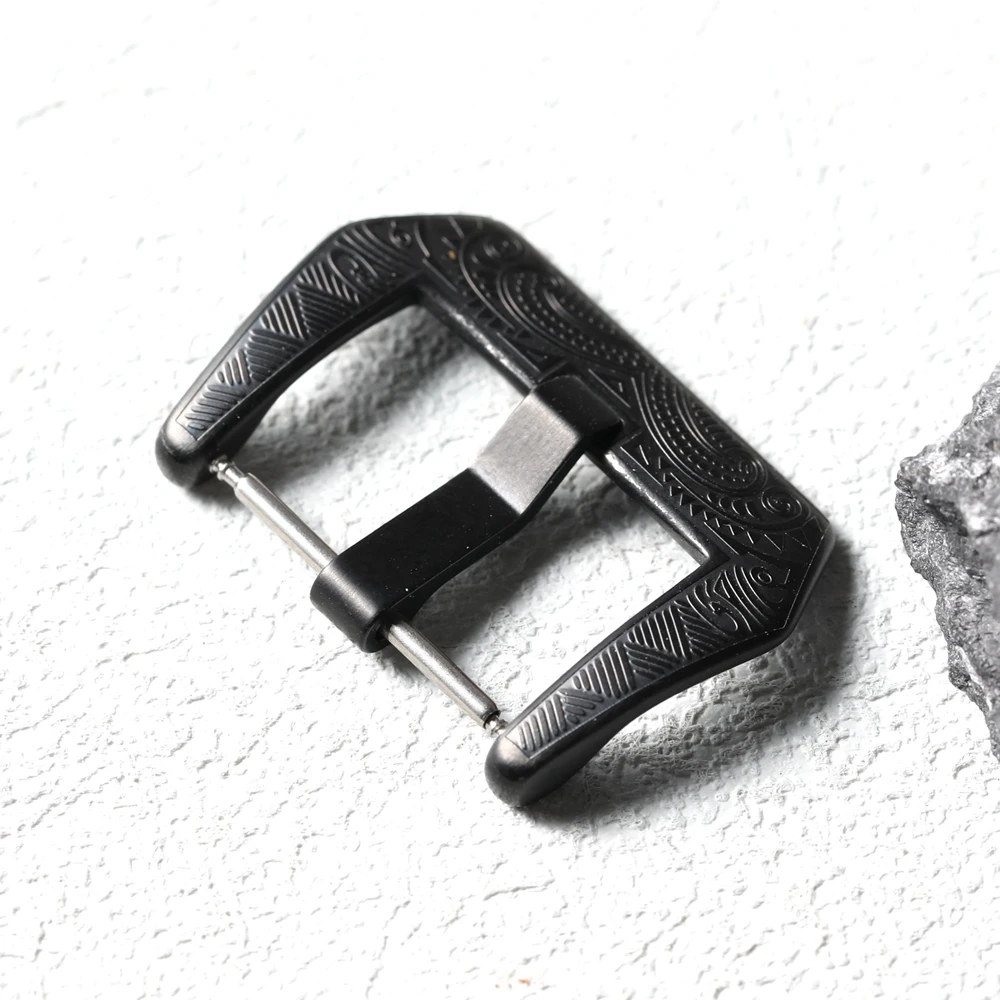 مشبك من الفولاذ المقاوم للصدأ 316L، عملية طلاء سوداء 22 مم، مناسبة لإبزيم حزام جلدي جديد، طراز المايا المنقوش العتيق buc