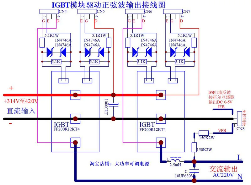 Placas de controlador de Control de módulo IGBT de onda sinusoidal pura A1.0 monofásica