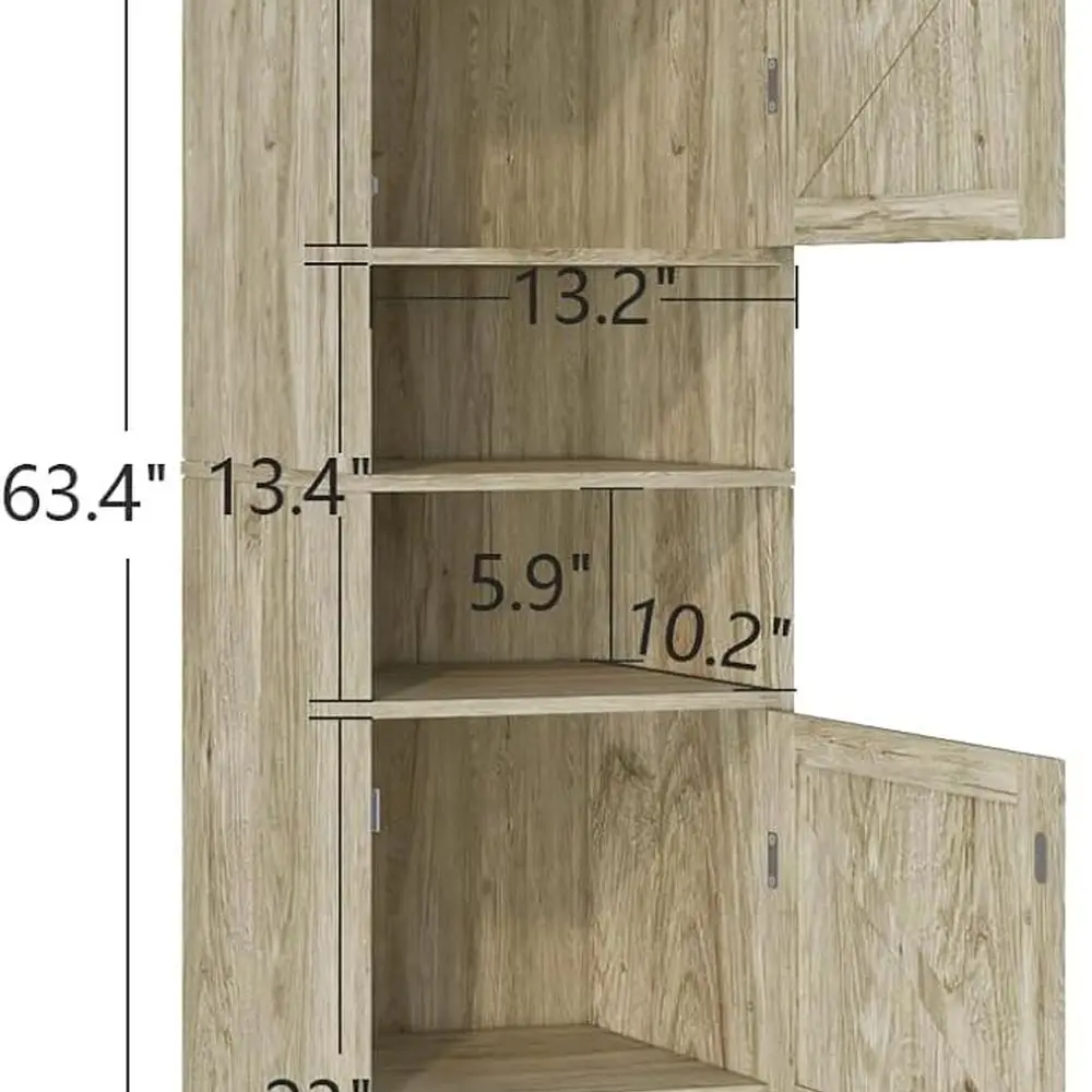 Szara wysoka szafka z 2 drzwiami i 2 otwartymi półkami do użytku w wielu pomieszczeniach
