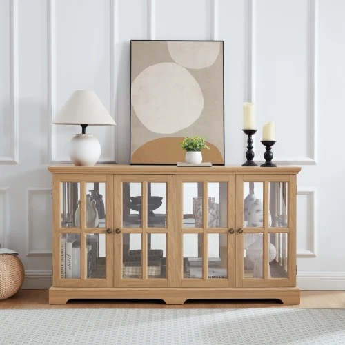 # Modern Curio Display Cabinet Antique Showcase Glass Doors Adjustable Shelves Collectibles 4-Door Home