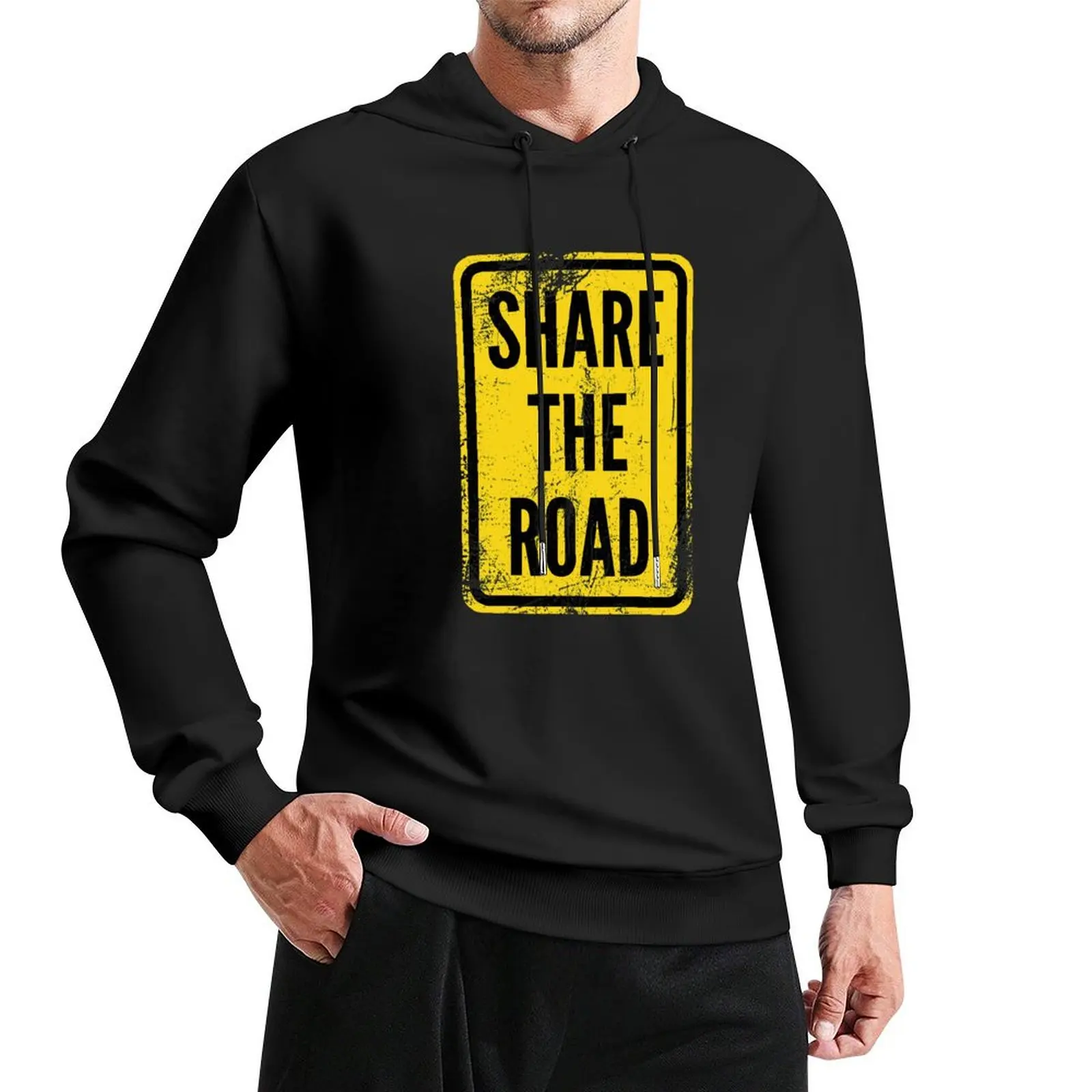 Share the Road Sign Vintage Biking Pullover Hoodie men's clothing men's clothes men hoodie