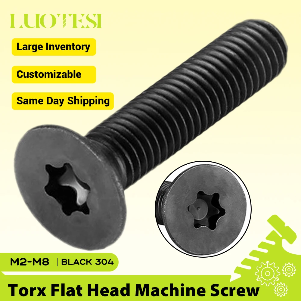 Star Drive Flat Head Torx Machine Screws Black 304 Stainless Steel M1.4 M1.6 M2 M3 M4 M5 M6 M8 Six-Lobe Countersunk Star Screw