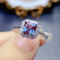 Vintage Style Color Change Alexandrite Solid 925 Sterling Silver Ring June Birthstone Alexandrite Halo Engagement Ring