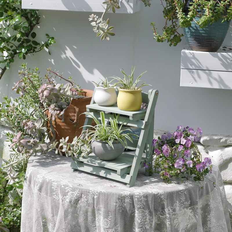 

‌Wooden Plant Stand - Mini Desktop Rack for Succulents, Window Shelf Organizer, Office Decor, Floating Plant Holder