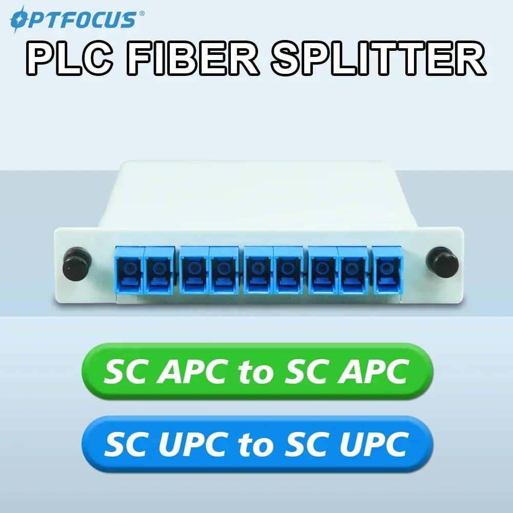 OPTFOCUS 광섬유 스플리터 PLC SC APC UPC 1X2 1X8 1X16 FTTH 플러그인 타입 광섬유 스플리터 APC UPC