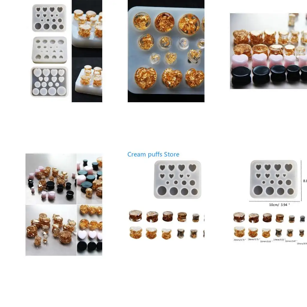 50LE Crystal Ear Stretcher Mold Ear Stretching Mold Hand-Making Ear Accessories Moulds Silicone Texture for Hand-Making