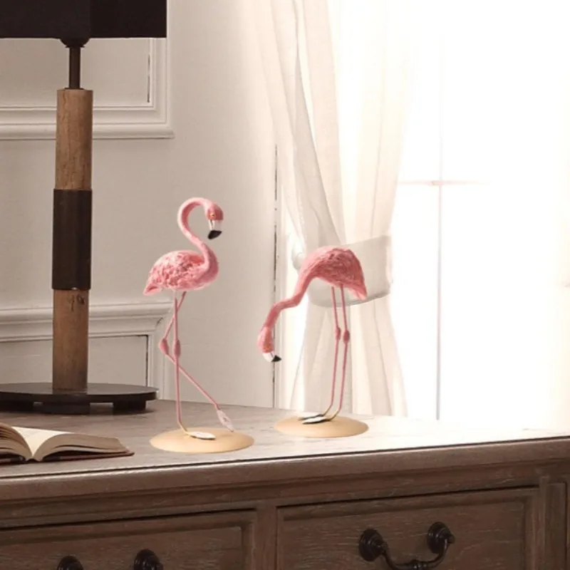Adorable Flamingo Resin Figurine Cute Durable Animal Decor for Bedroom Living Room Creative Ins Popular Valentine Gift Idea