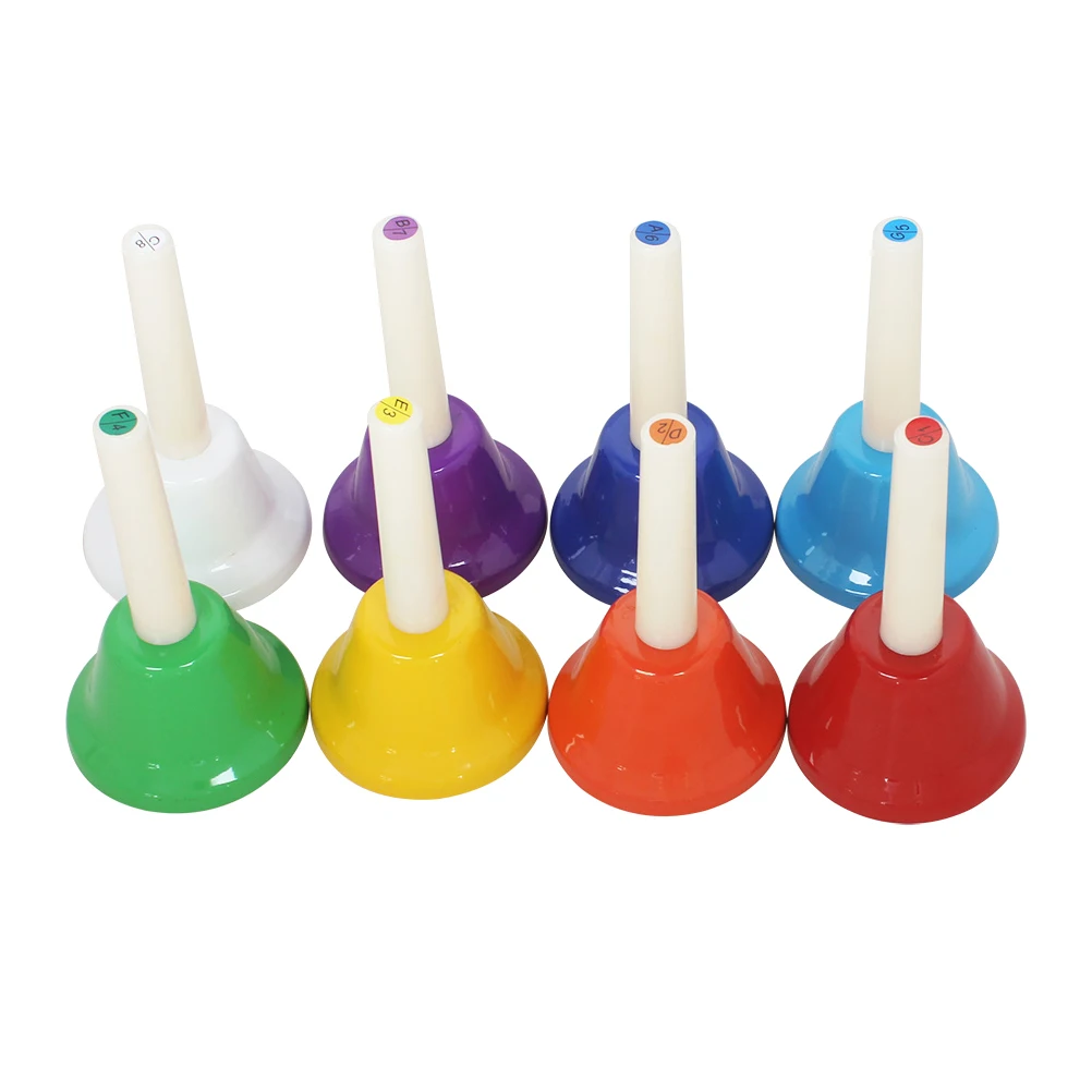 

8pcs Children's Percussion Instruments Alloy Handbells Toys Loud Sound Kids Classroom Education Musical Rhythm Bright Color