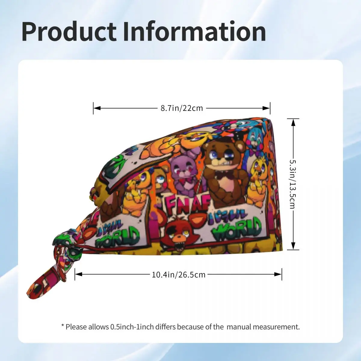 قبعات الممرضات FNAF من فريديز، قبعات عمل للجنسين، قبعات طبية لطيفة بتصميم Y2K مع رباط خلفي، قبعات طبية ناعمة ومرنة.