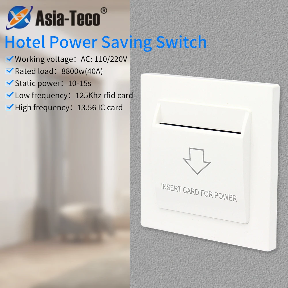 Wide Voltage Hotel Energy Saving Switch Low/High Frequency 125Khz/13.56MHz Support 110V/220V 40A M1/EM T5577 Card Power On-Off