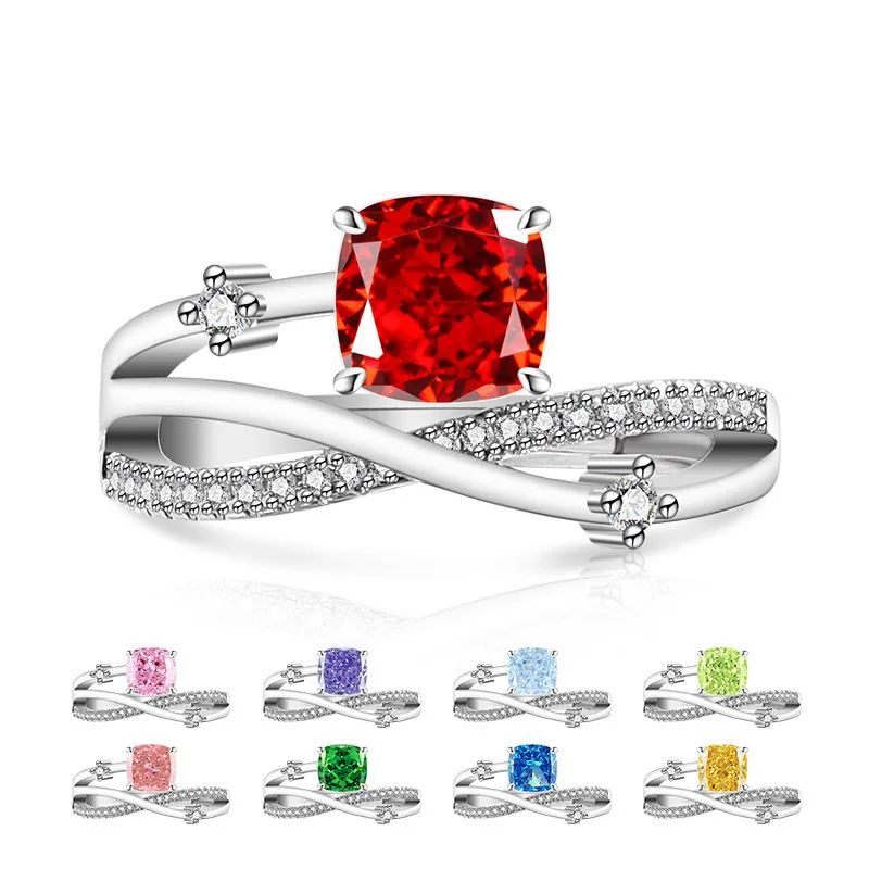 

Niche High-end Geometric Design 925 Sterling Silver Ice Flower Cut Brilliant Zircon Women's Ring