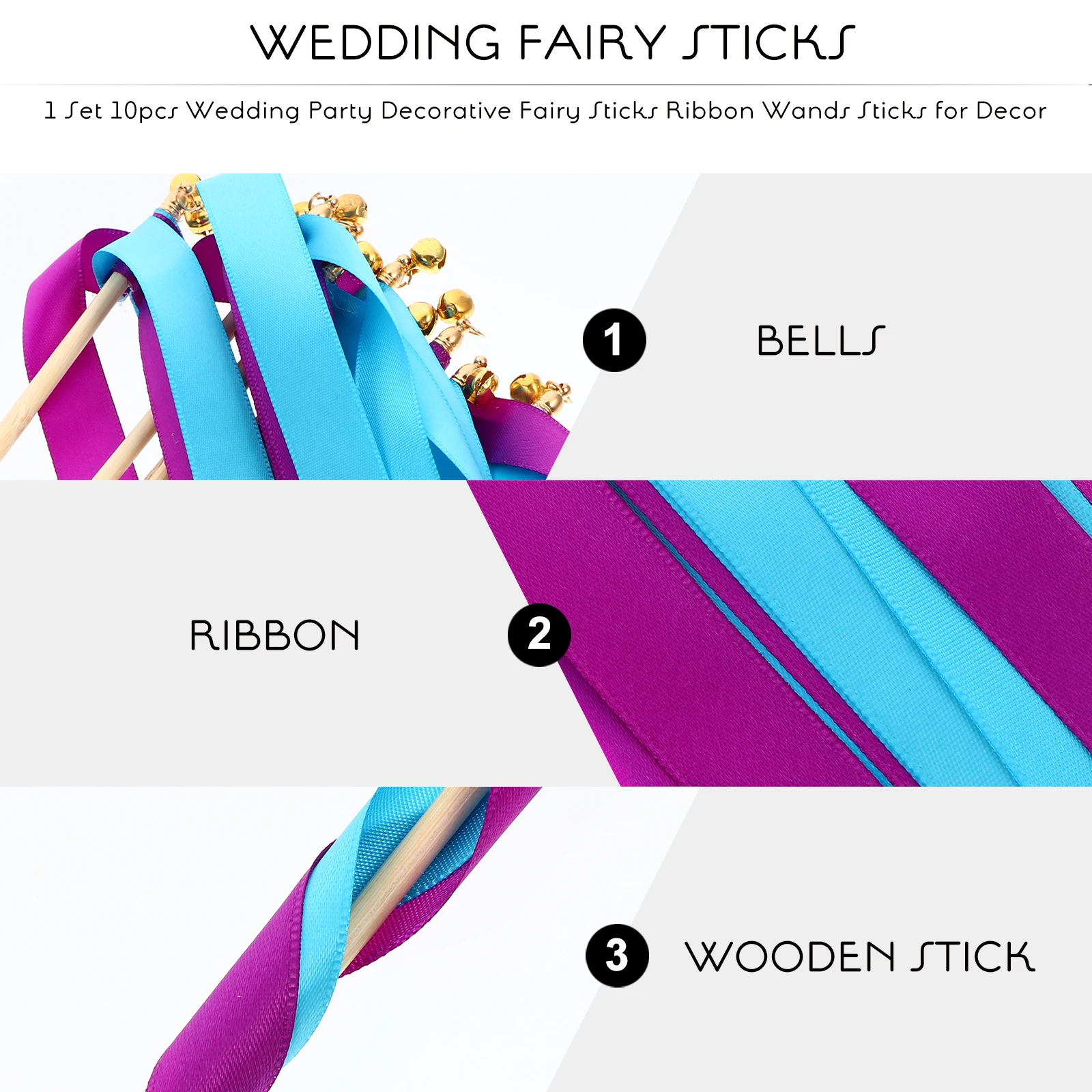 

10pcs Ribbon Wands Fairy Sticks Bright Favors Wedding Decorations Smooth Handle For Birthday Shower Event