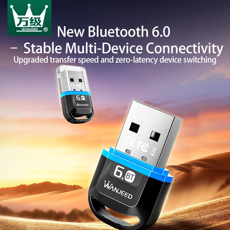 

WANJEED USB Bluetooth 6.0 Dongle Adapter for PC Speaker Wireless Mouse Keyboard Music Audio Receiver Transmitter Bluetooth