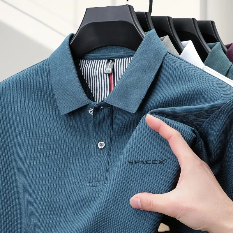 100% Cotton Summer New Men's High-End Brand Short Sleeved Polo Shirt Fashionable Breathable Exquisite Embroidered T-Shirt Top