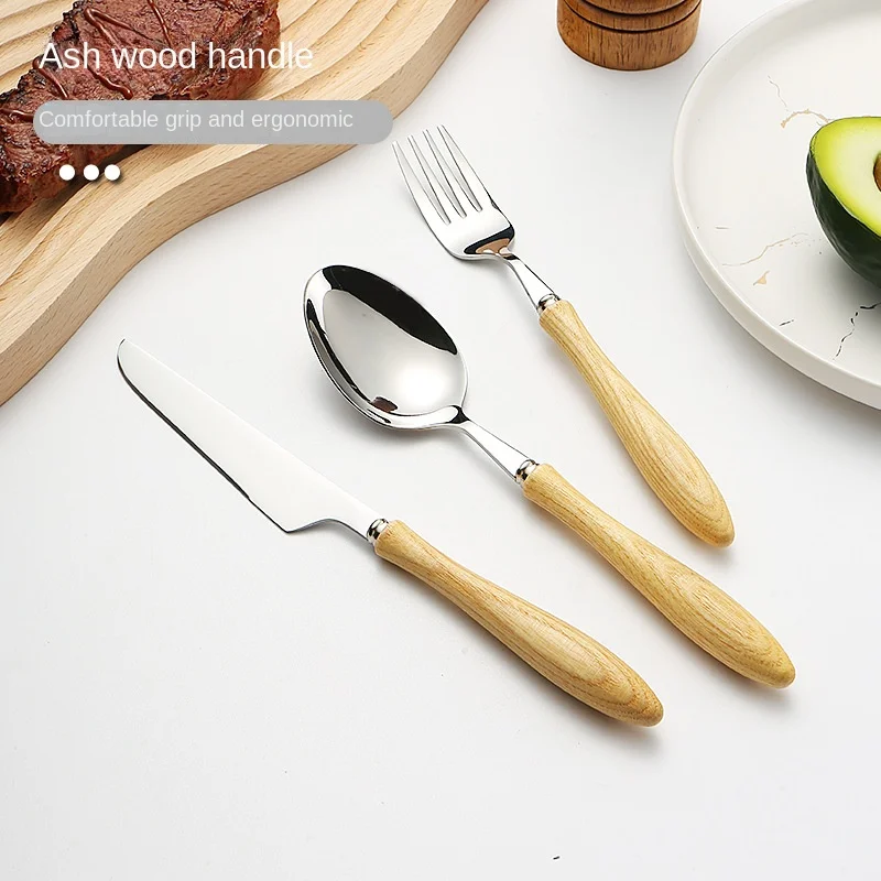 

304 Stainless Steel Knife and Forks, Japanese-Style Handle, Dessert Spoon, Bright Mirror Beech Knife, Fork and Spoon