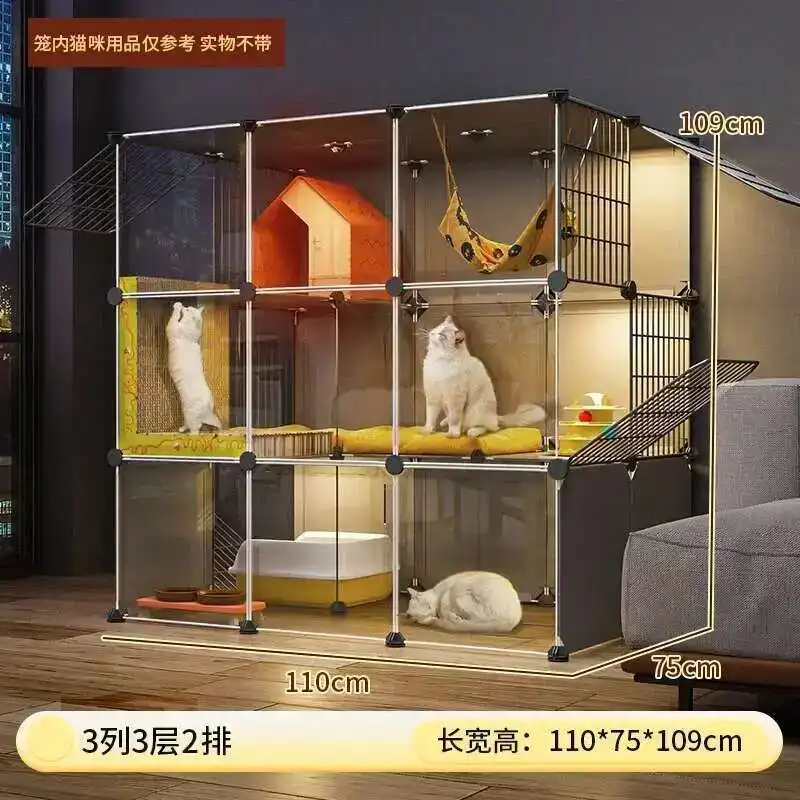 

Супер большие клетки для кошек в свободном пространстве, домашняя клетка для домашних животных, домашняя вилла для кошек с лотком, встроенный скандинавский многослойный шкаф для кошек