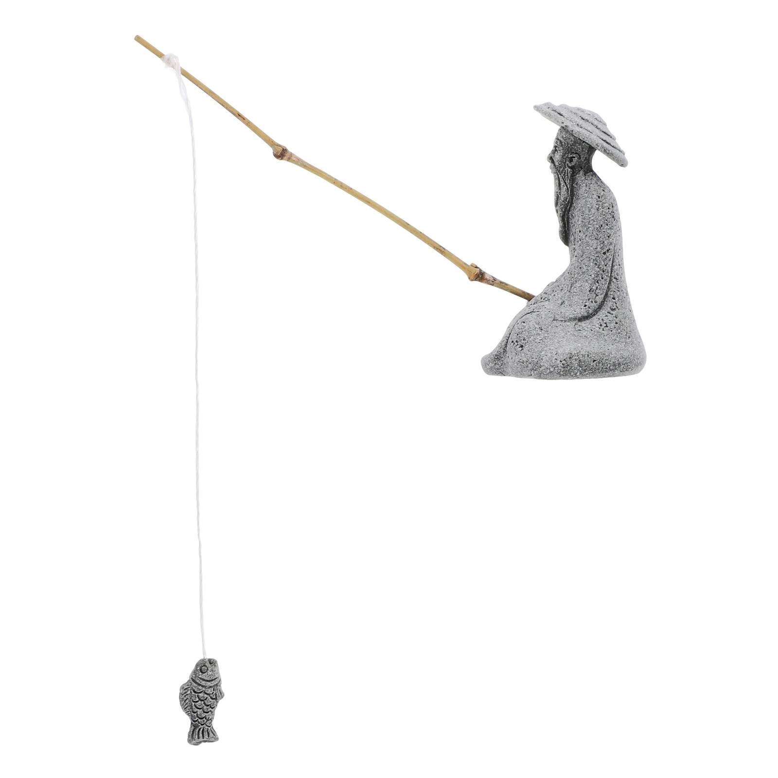 

1pcs Fishing Ornaments Mini Fisherman Statue Aquarium Decor Stone Adornment Garden Micro Landscape Fish Tank Supplies