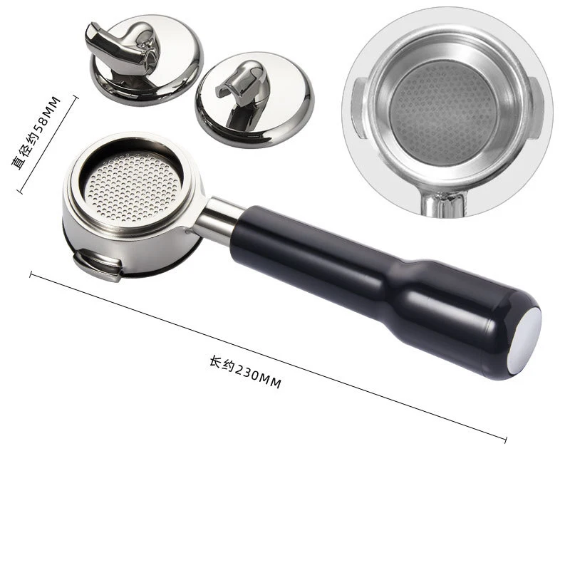 

58MM Stainless Steel Bottomless Portafilter Barista Professional Espresso Coffee Machine Wood Handle Three in One