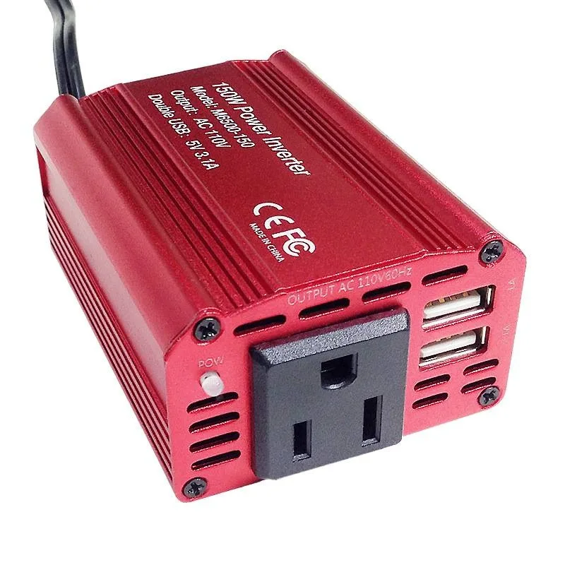 2026 150W Car Power Inverter With USB Port US EU JP Standard Socket DC To AC Vehicle Voltage Converter
