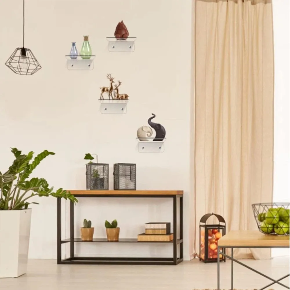 Przezroczyste półki ścienne Minimalistyczne akrylowe półki wiszące na ścianę Nowoczesne małe dekoracyjne półki ścienne