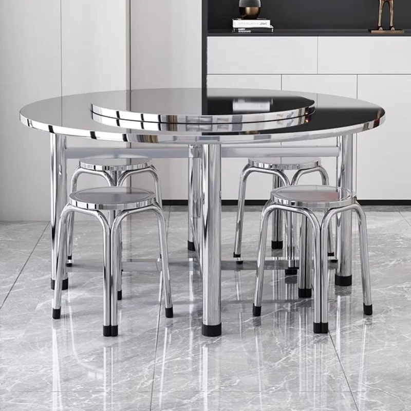 Stainless Steel Round Dining Stool Heavy Duty Metal Kitchen Counter Stool Commercial Restaurant Chair