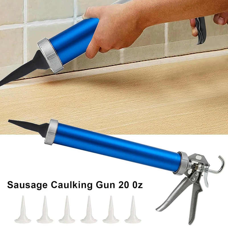 2 Pack Sausage Caulking-Gun, Sausage-Gun Caulking-Gun, 20 Oz Sausage Tube-Gun Caulking Gun,With 4 Cone Nozzles