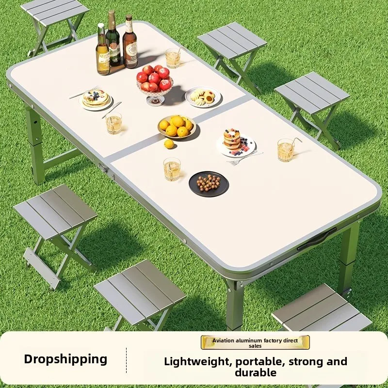 Aluminum Alloy Night Market Stall Small Table Portable Simple Stall Barbecue  Table and Chairs Outdoor Folding Table