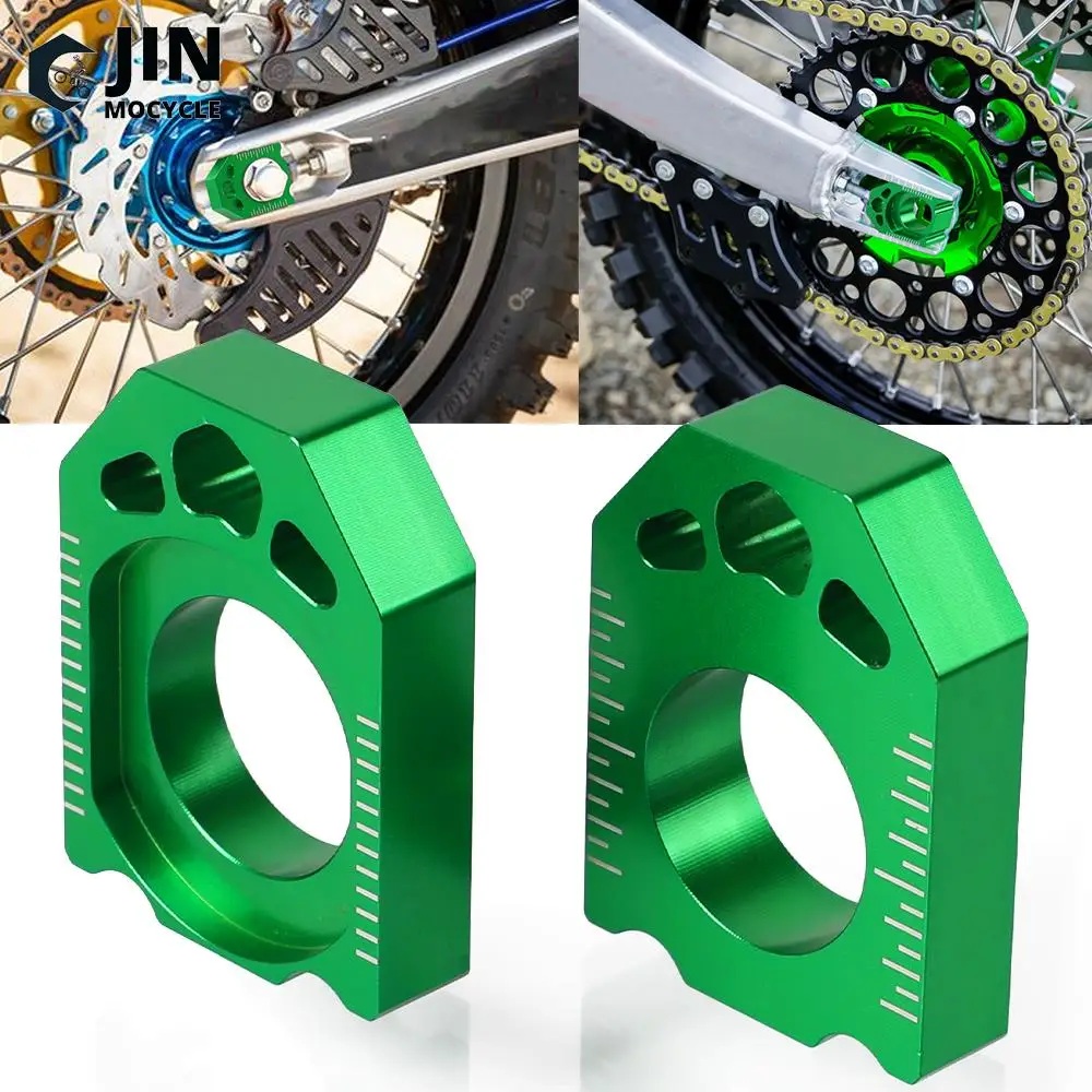 For KAWASAKI KX250F KX450F 2004 2005 2006 2007 2008 2009 2010 2011 2012 2013 2014 2015 2016 CNC Green Axle Block Chain Adjuster