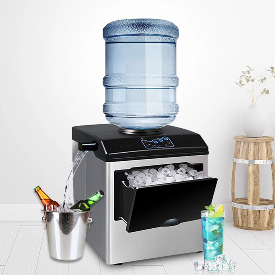 

HZB25BF Portable Countertop Bullet Ice Maker 30kg/24Hrs Production With Bullet Ice Cubes And Cold Water Dispenser