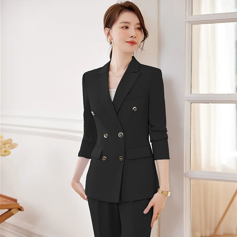 Business Suit Women's Spring and Autumn Fashion Korean Style Lightly Mature Dignified Goddess Fan High-End Work Clothes Green Su