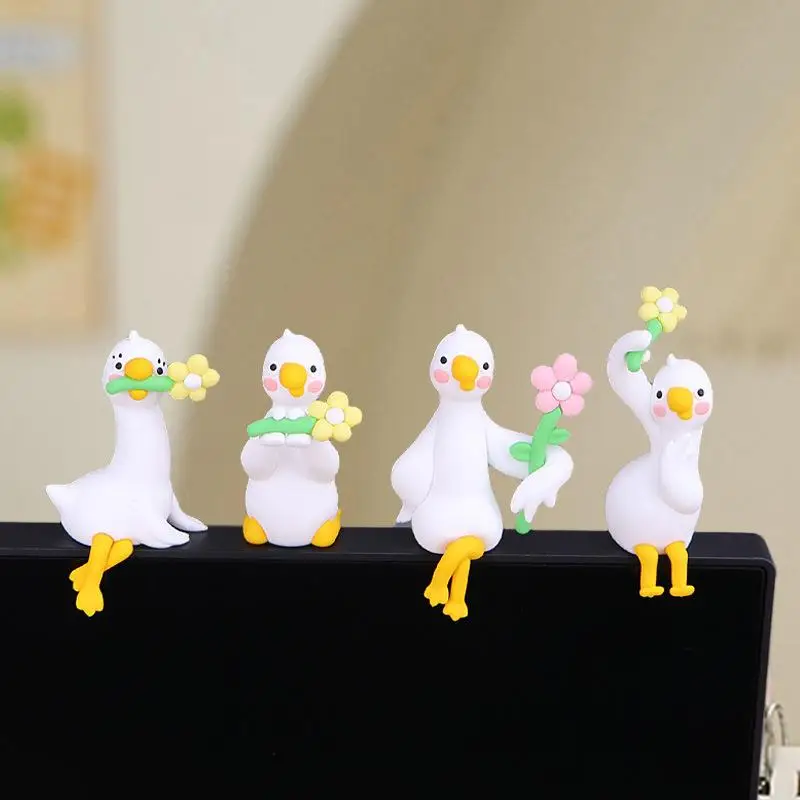 Cute 3D Duck Figurine Mini Resin Duck Ornament Cartoon Animal Decor For Desk Car Dashboard Monitor Gift Idea view 2