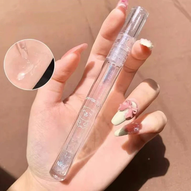 Blue Fine Diamond Clear Lip Gloss Pearly Seductive Lip Glaze Shiny Lips Long Lasting Waterproof Jelly Toot Lip Oil Balm Makeup