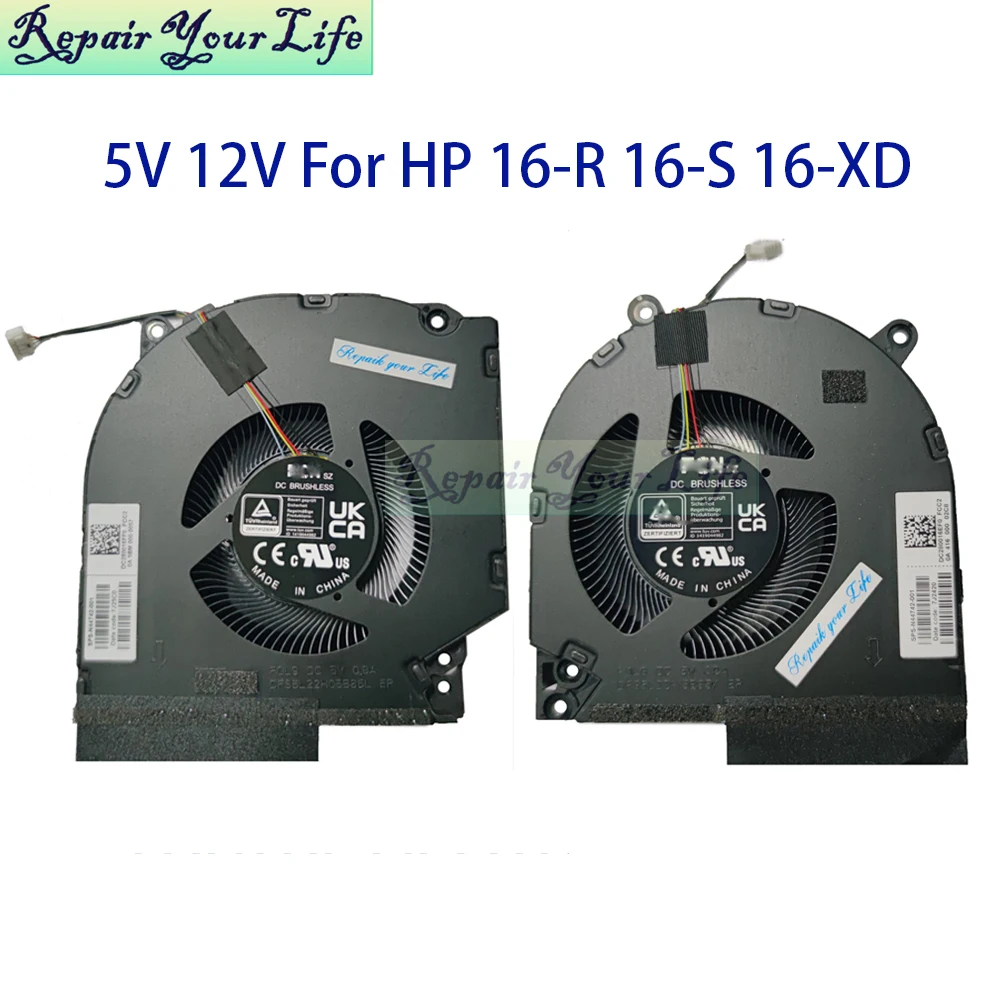 5V 12V CPU GPU Lüfter für HP Victus 16-R 16-S OMEN 16-XD N44742-001 N44738-001 DFS5L22H05B85L FQL8 FQL9 Notebook-Kühlkörper