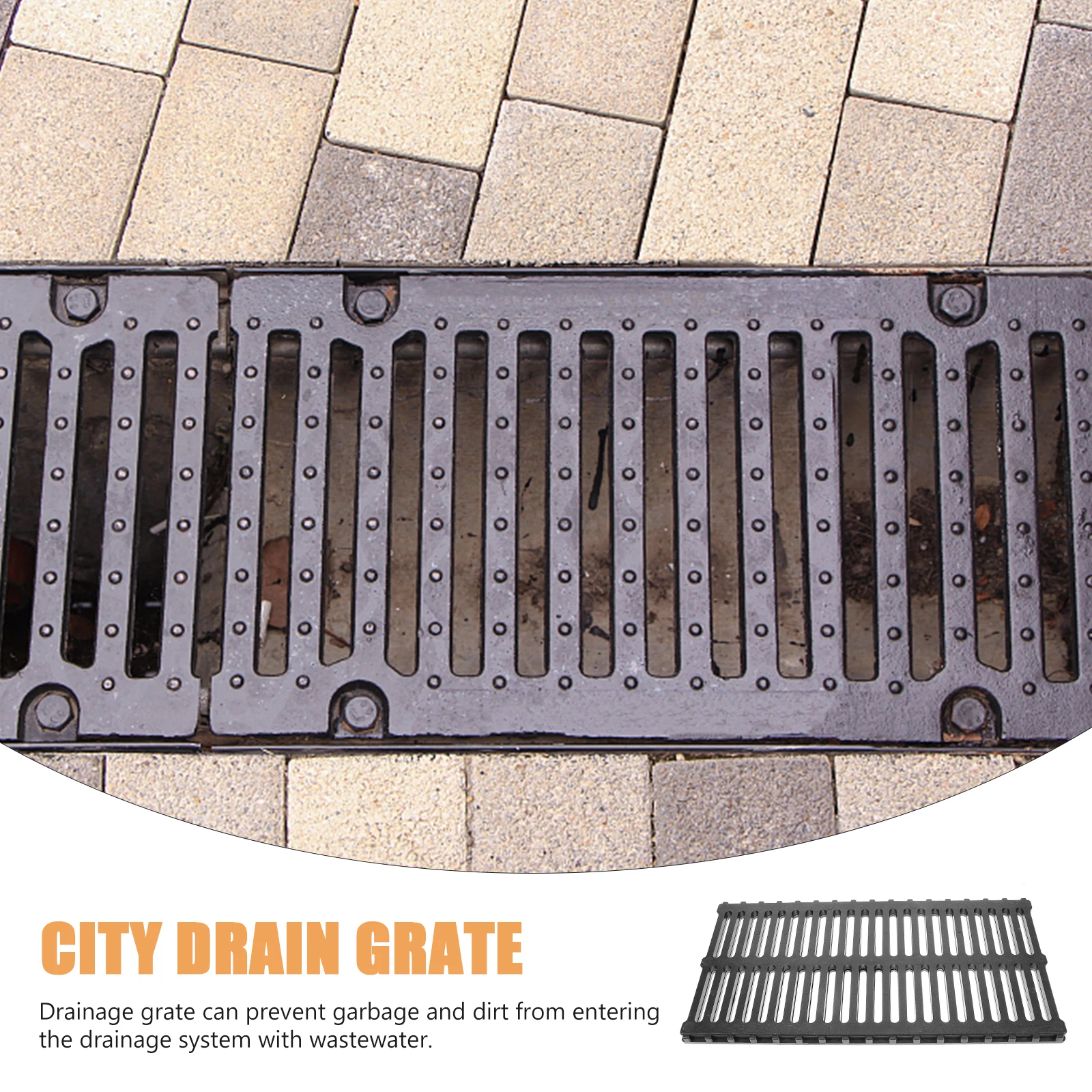 

Resin Manhole Cover Drainage Trench Grate Outdoor Sewer Accessory Plastic Sturdy Replaceable Restaurant