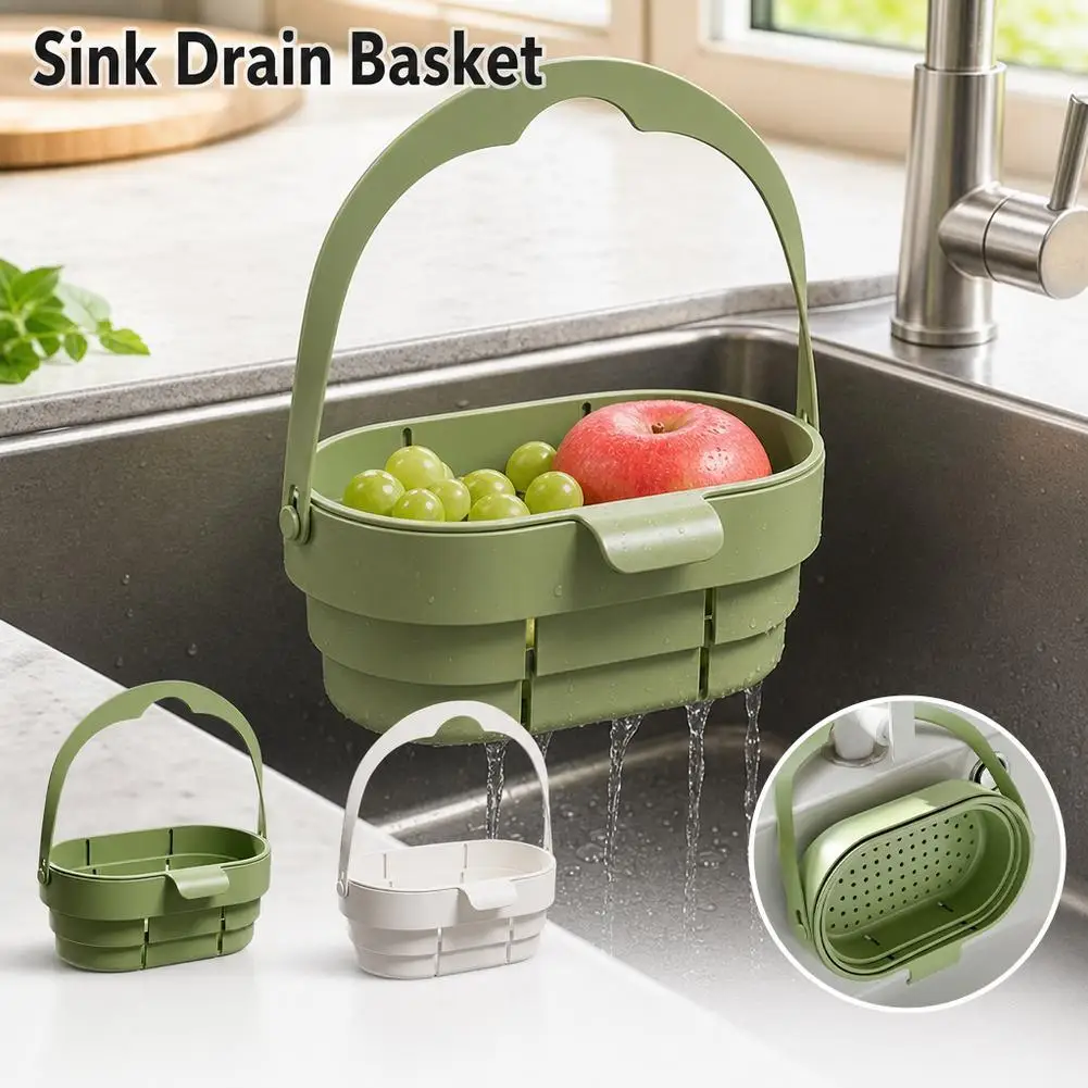 Collapsible Kitchen Sink Drain Basket Hanging Strainer Silicone Foldable Food Waste Garbage Filter Vegetable Fruit Washer