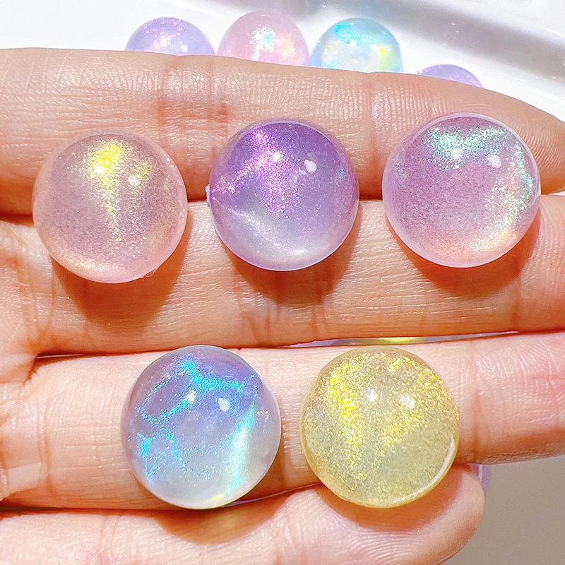 5Pcs/Set Mini Colorful Semicircle Starry Sky Resin Refrigerator Magnet Strong Magnetic for Photo Memo Fixed Home Traceless Decor
