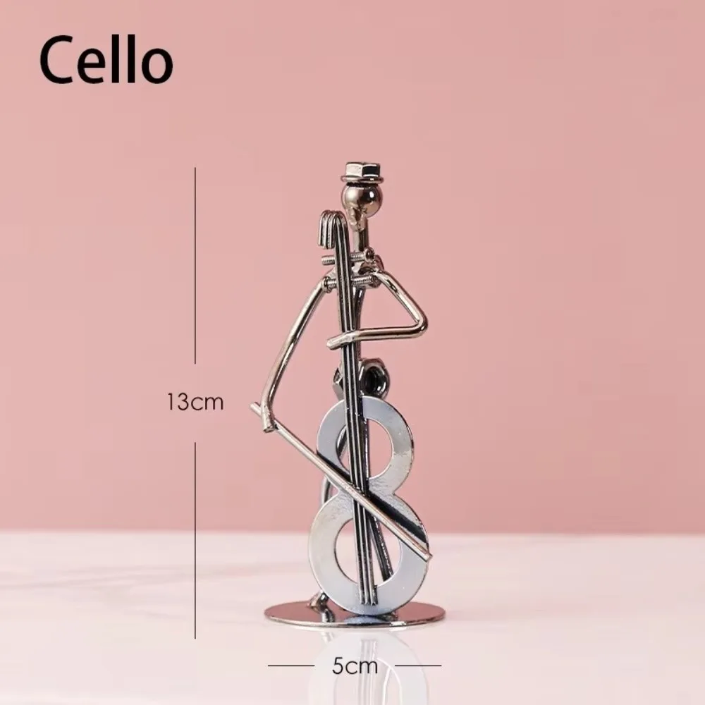 Retro Musician Music Instrument Ornament Metal Craft Guitar Decoration Violin Guitar Player Statue For Music Lovers