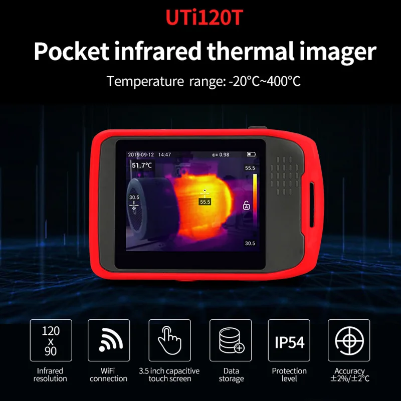 UNI-T UTi120T 10800 pixéis termográfica portátil para reparar a temperatura térmica da câmera infravermelha