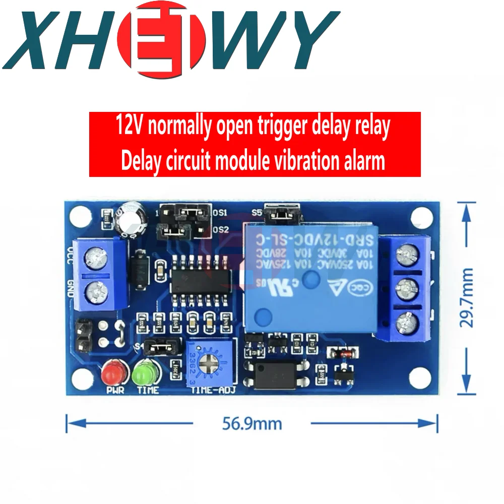 DC 12V Normally Open Type Triggered Delay Switch Time Delay Relay Module Circuit Timer Timing Board Switch Trigger