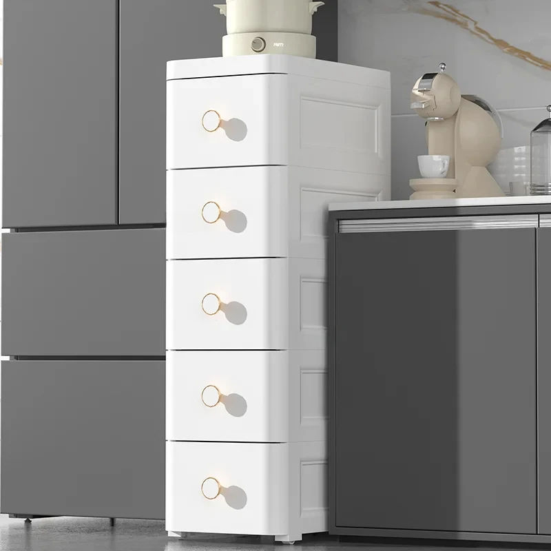 Bathroom Gap Storage Cabinet with Drawers Plastic Kitchen Narrow Cabinet Storage Rack Multi-layer Toilet Side Cabinet  Furniture