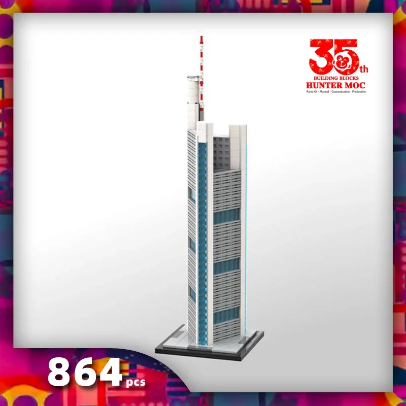 HtMoc 864PCS commerzbank tower Building Blocks World Famous Architecture Bricks City Street View Toys Gifts For Children