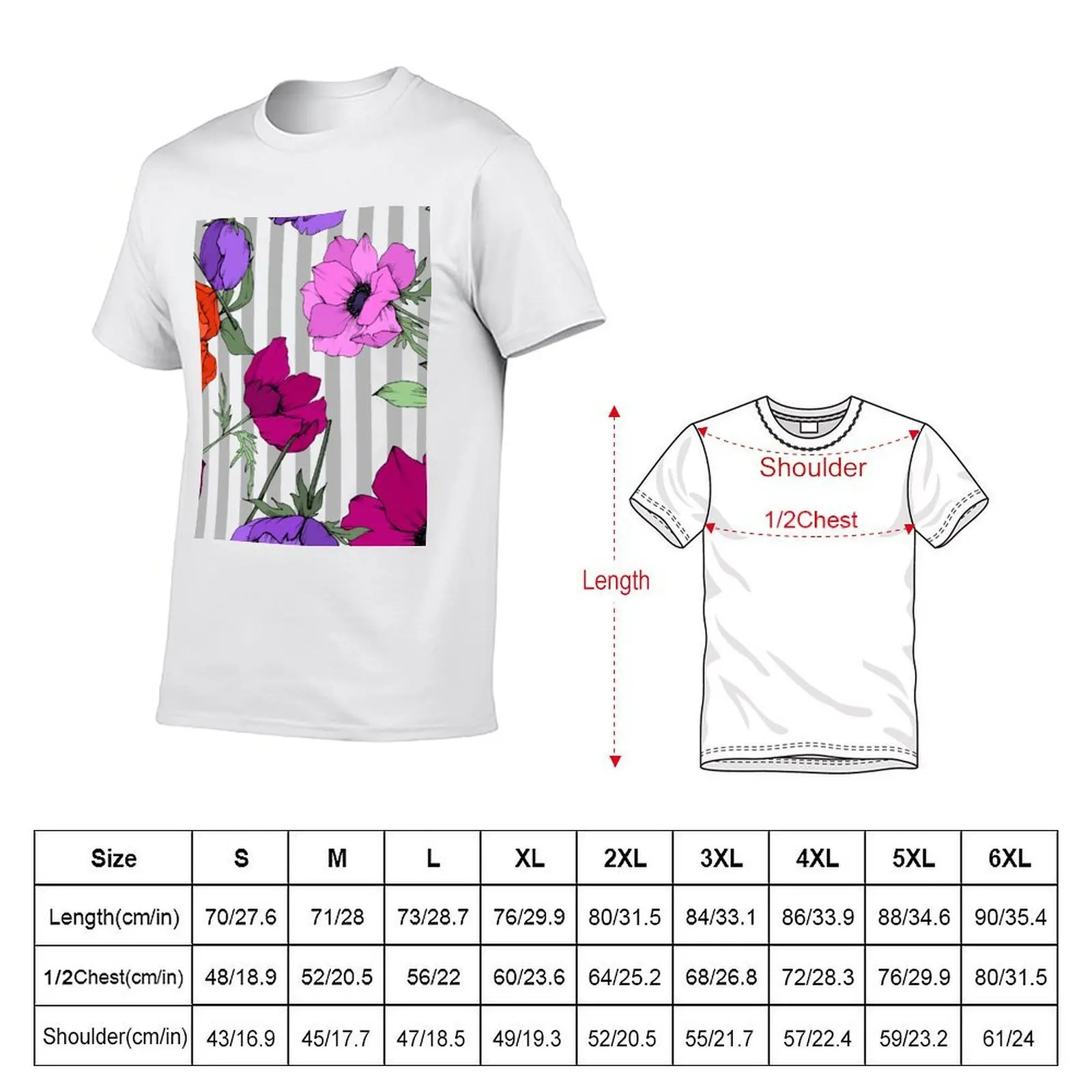 Pretty ,red,purple,orange anemones flowers T-Shirt summer shirt tees Men's t shirts