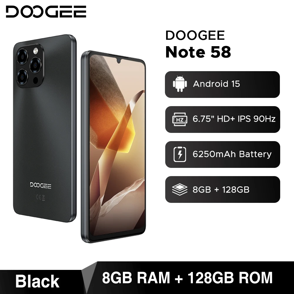 Global Version DOOGEE Note 58 8GB 128GB Smartphone Android 15
